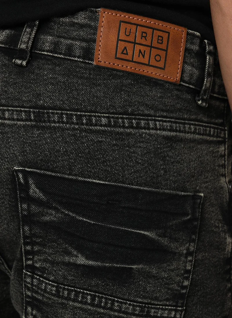 Urbano Fashion  Urbano Fashion Men's Black Regular Fit Heavy Washed Denim Jeans Stretchable for Men | Best Price UAE